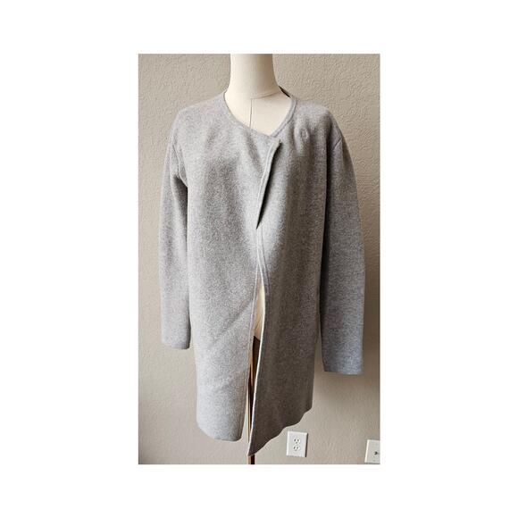 Theory Women's Gray Solid Wool Long Sleeve Open Front Sweater Coat Size Small - Picture 1 of 10